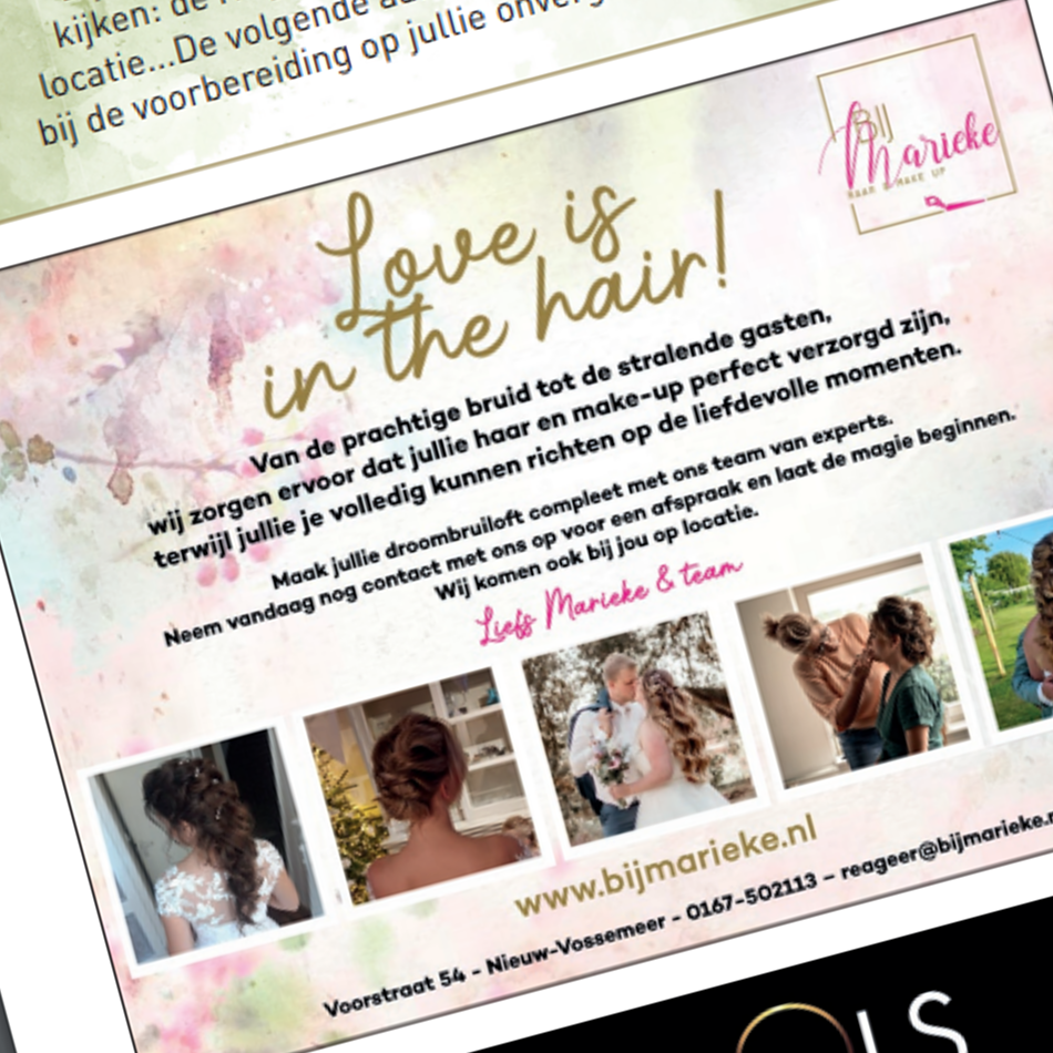 Advertentie opmaak Bij Marieke haar & make-up